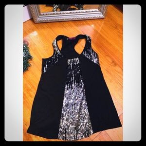 Cotton tank top with sequins
